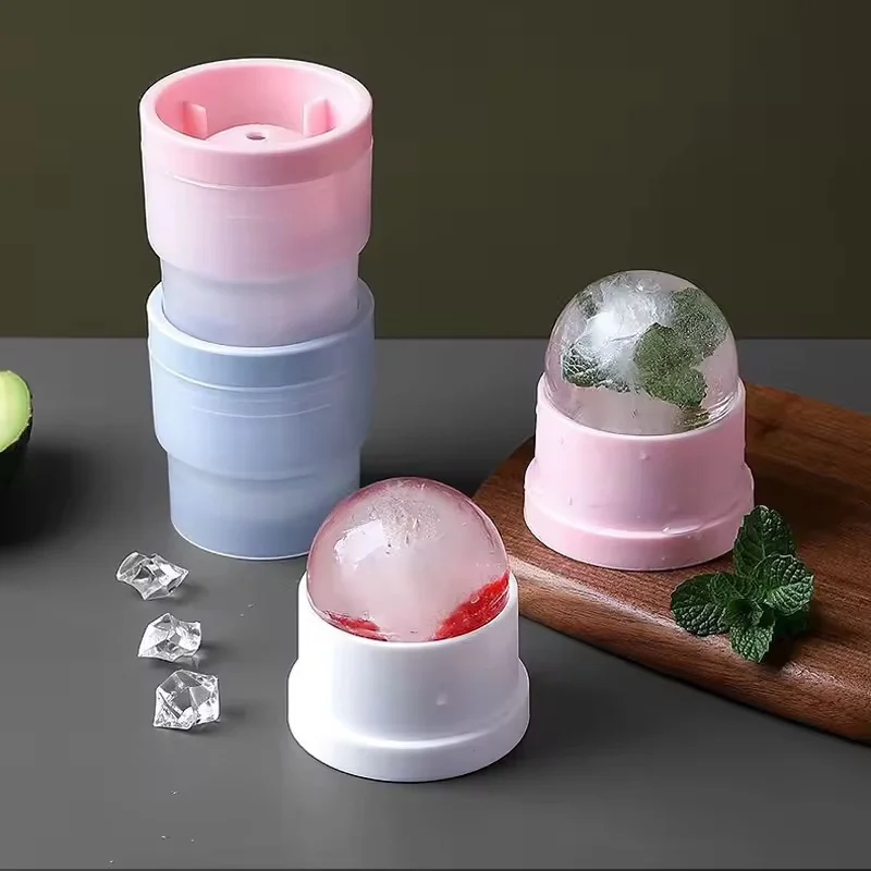 Silicone Ice Ball Mold for Whiskey, Large Round Sphere Ice Cube Tray for Cocktails, 1-4PCS Durable Home Bar Accessories