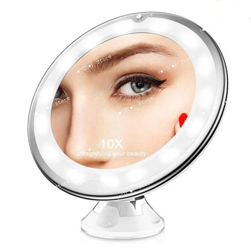 

led makeup mirror with fill light 10x magnification three color upgrade usb plug-in touch switch new model