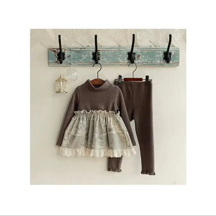 Spring 2025 girls' children's thick elastic tights with lace hem, suitable for wearing outside