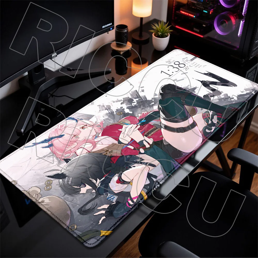 40X90CM XXL Game Anime Girl Arknights Endfield Mi Fu Mouse Pad Gamer PC Accessories Desk Mat Office Mats Carpet Large MousePad