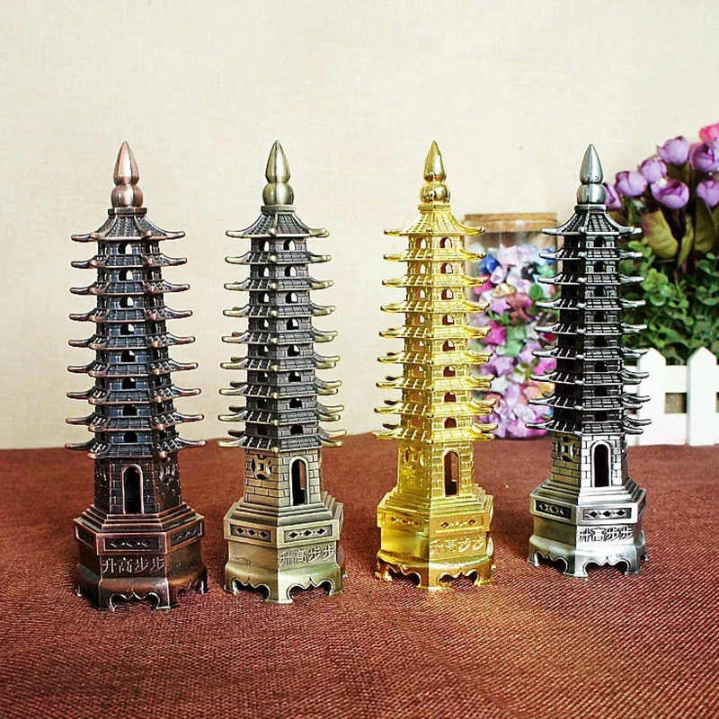 Zinc Alloy Feng Shui Education Tower Levels Wen Chang Pagoda Desktop Ornaments