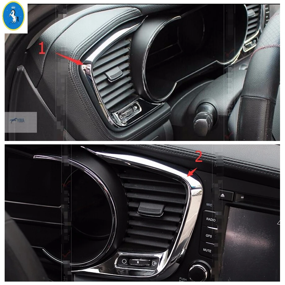 Yimaautotrims Chrome Central Control Air AC Vent Outlet Frame Cover Trim 4 Pcs / Set For Kia Optima K5 2011 - 2015 Accessories