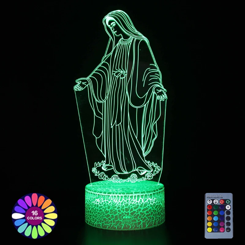 Jesus Led Night Light For Church Decoration Lights Blessed Virgin Mary Lamp USB Battery Powered Room Table Lamp Christian Gift