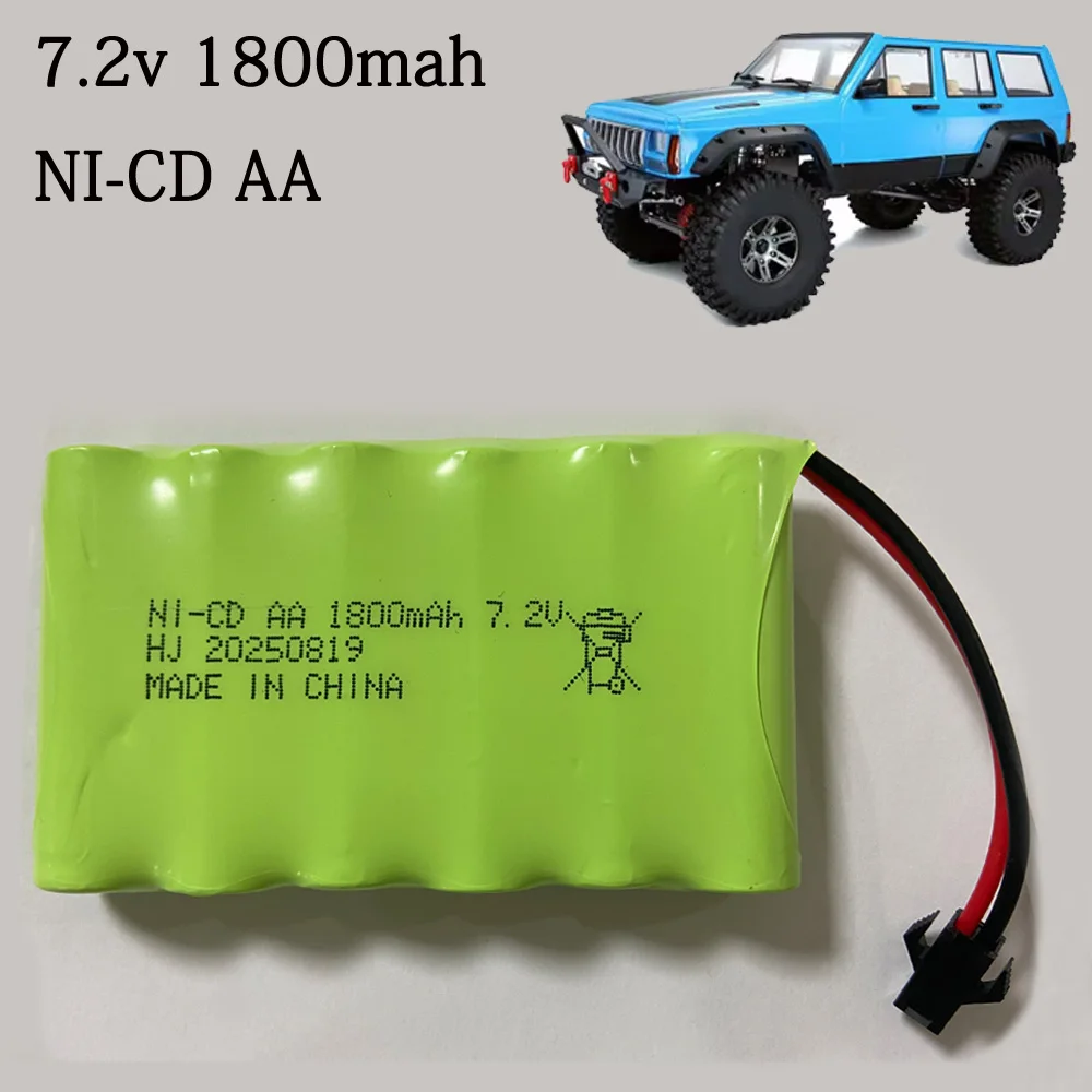 بطارية Ni-CD AA 7.2 فولت 1800 مللي أمبير في الساعة لألعاب RC والسيارات والقوارب والخزانات والروبوتات - بطارية قابلة لإعادة الشحن للتحكم عن بعد ذات سعة عالية #1