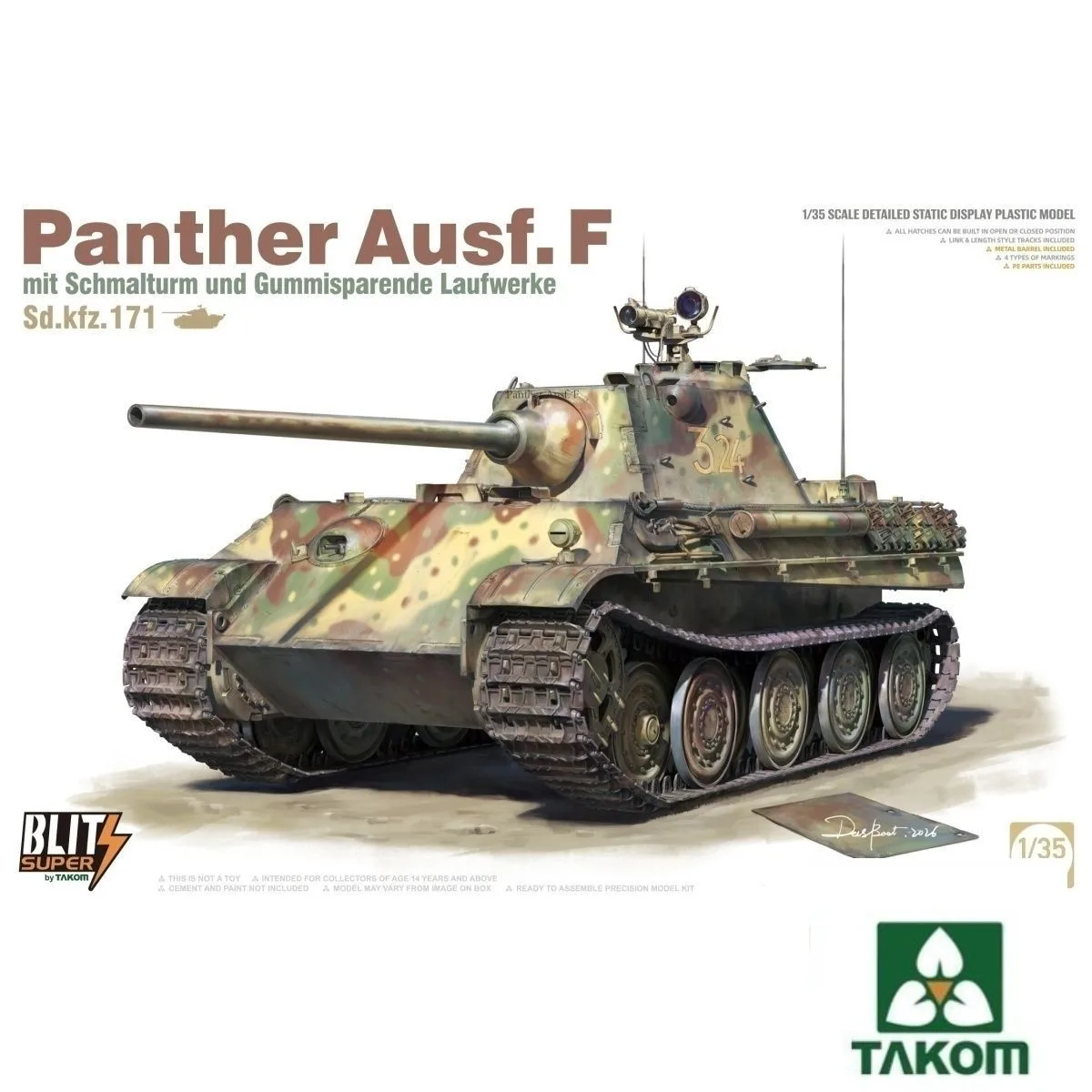 In Stock Takom 35003 1/35 German Panther Ausf. F Plastic Model Kit