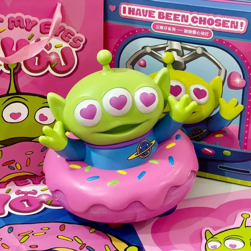 

Genuine Disney Alien Doughnut Toys Ornaments Night Lamp For Children Birthday Anime Toys Story Alien Night Light Gifts