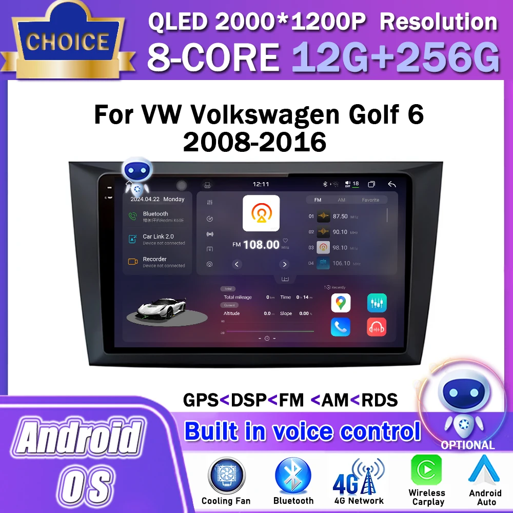 

for VW Volkswagen Golf 6 2008 - 2016 Android OS Auto Radio Car Multimedia Video Player GPS Navigation Carplay DSP WiFi