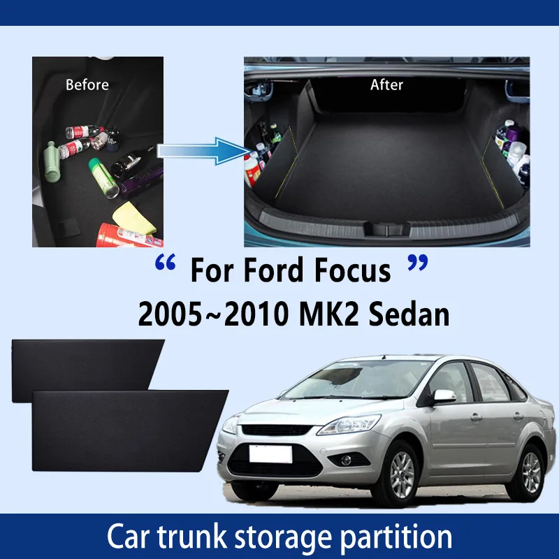 

Автомобильные аксессуары для Ford Focus Sedan 2005 ~ 2010 MK2, перегородка для хранения багажника, многофункциональный органайзер для салона автомобиля
