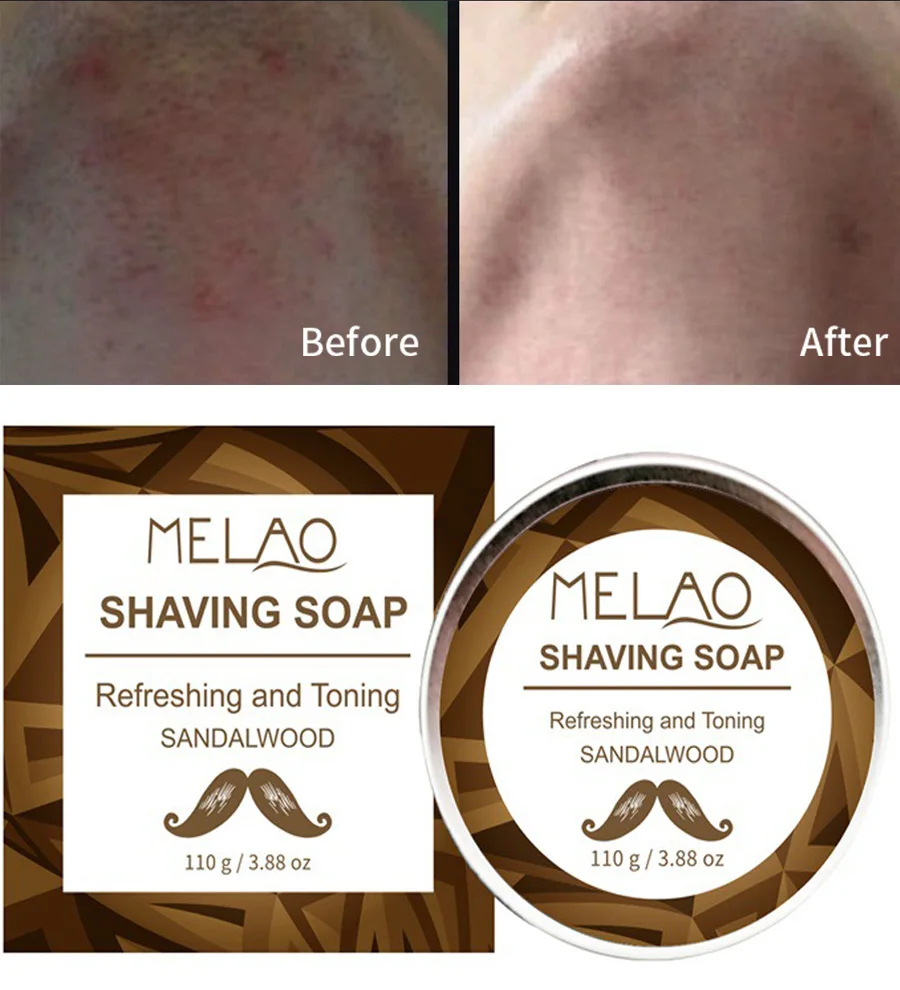 110g Shaving Soap Beard Soap Sandalwood Men's Facial Cleansing Soap Care Aluminum Box Foam Softens Beard