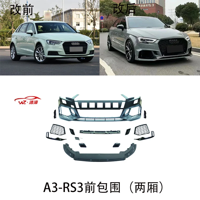 

Suitable for The front bumper assembly of the Audi A32017-2019 model was upgraded to RS3, with a chin cut and a horn side attach