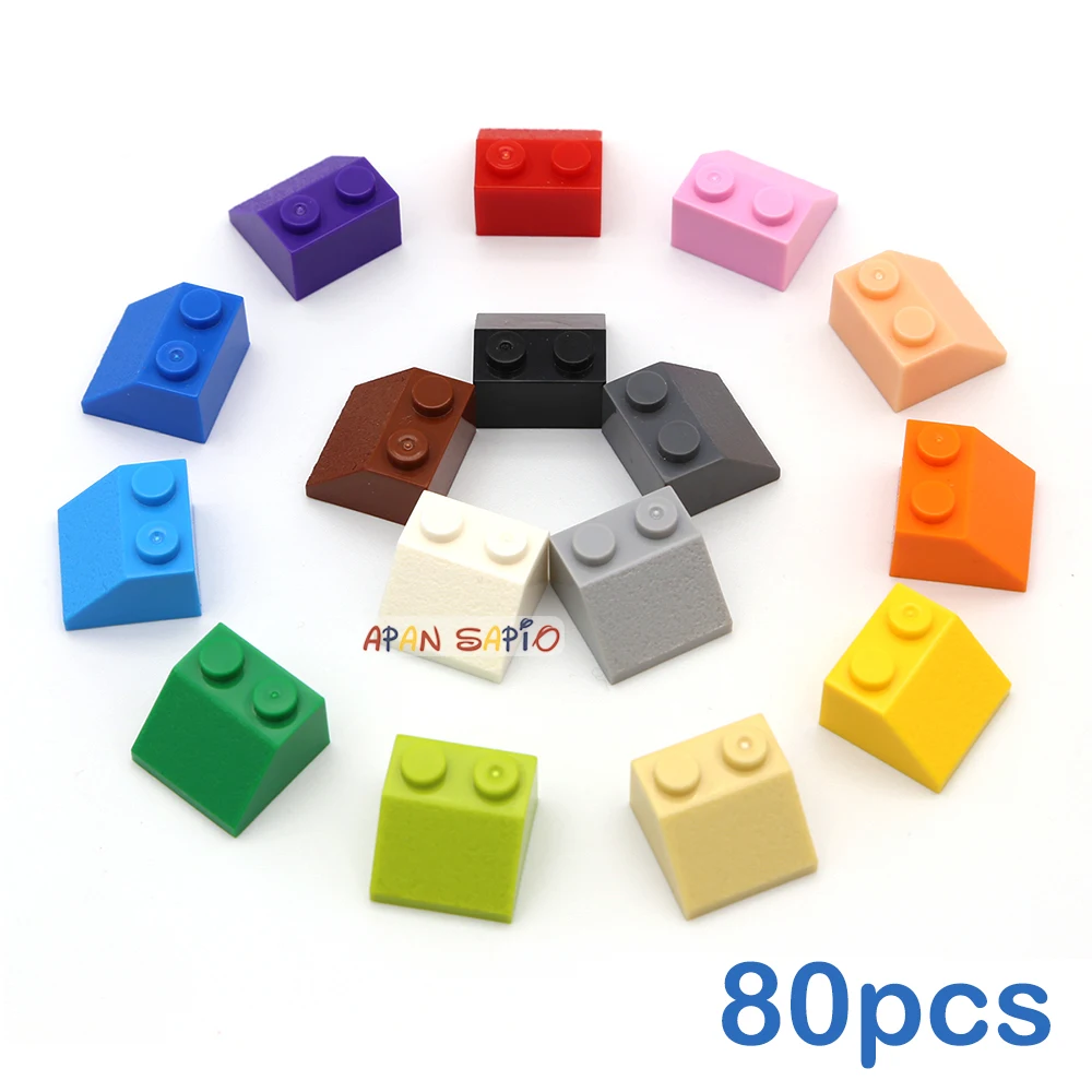 80pcs blocchi di costruzione fai-da-te figura spessa mattoni pendenza 2x2 formato creativo educativo compatibile con giocattoli di plastica per bambini