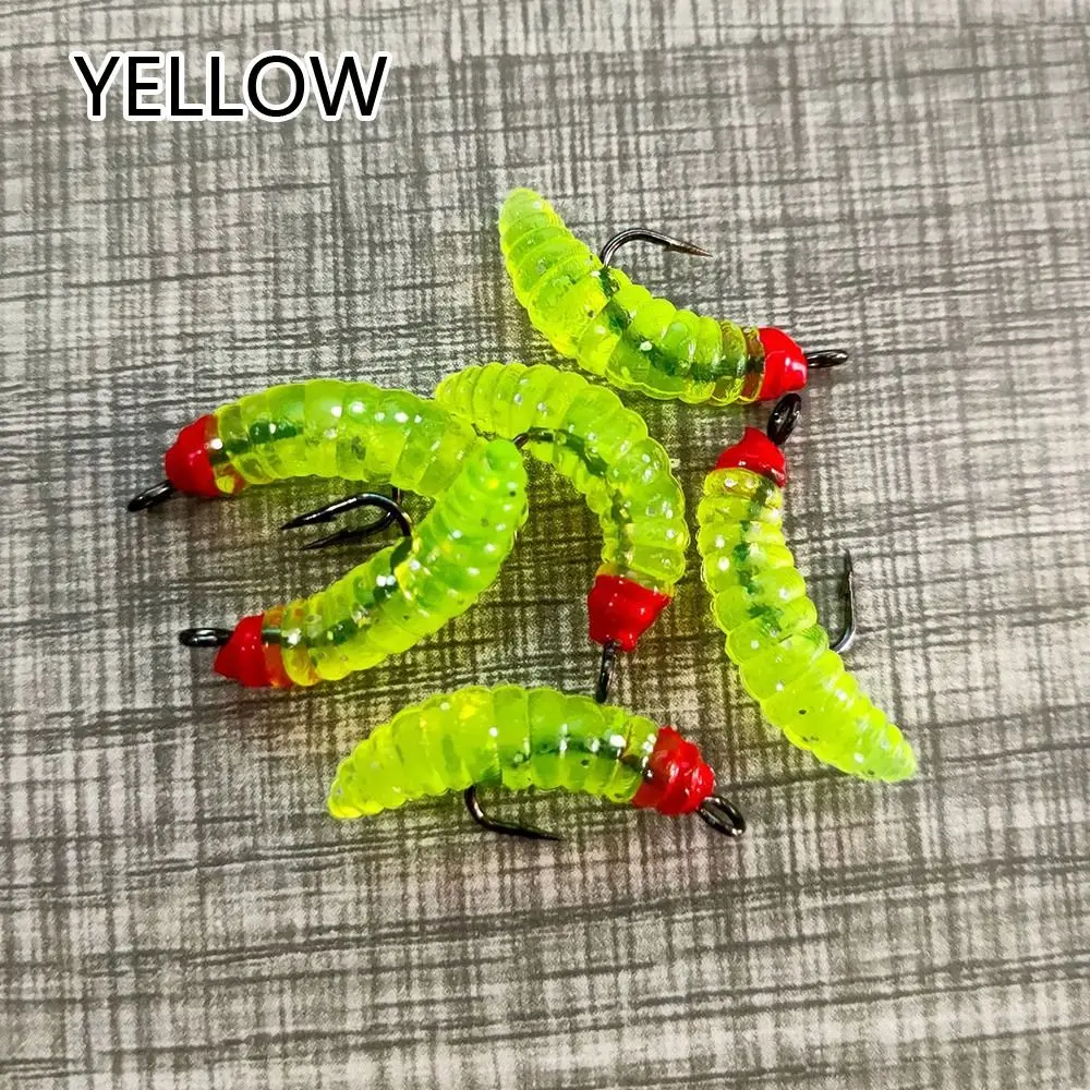 10 Pcs Lifelike 4cm Practical 10# hook Bionics Soft Lures Maggots Shape Tackle EarthWorm Bait Road Asia Bait