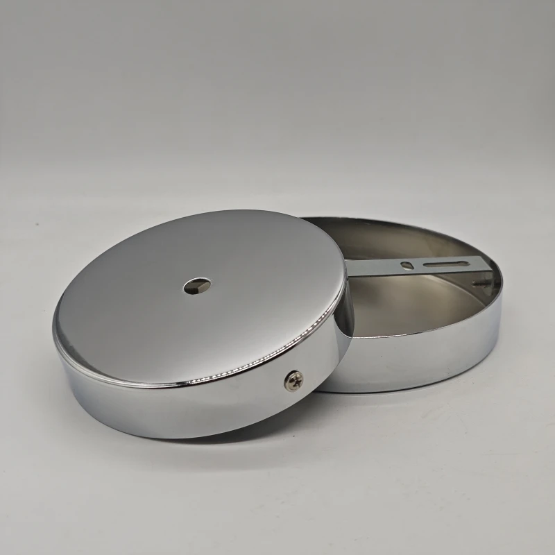 Chrome Plated Iron Ceiling Canopy, Side Mount Light Base, 25mm Height 0.8mm Thickness, Multi Sizes Available