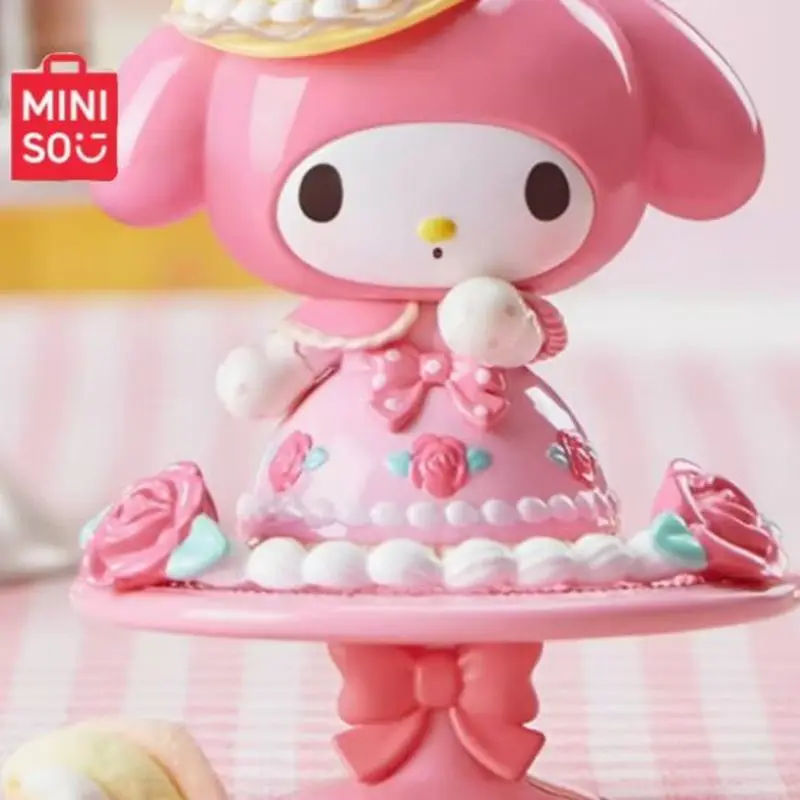 Miniso Sanrio My Melody seri teh sore kotak buta Model buatan tangan koleksi hobi boneka lucu dekorasi Kawaii mainan hadiah anak perempuan