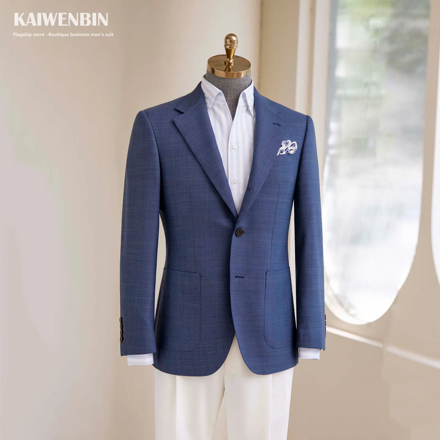 

Мужской повседневный пиджак из сверхтонкой шерсти, темно-синий, с широкими лацканами и накладными карманами, повседневный удобный модный пиджак для вечеринки, свадьбы