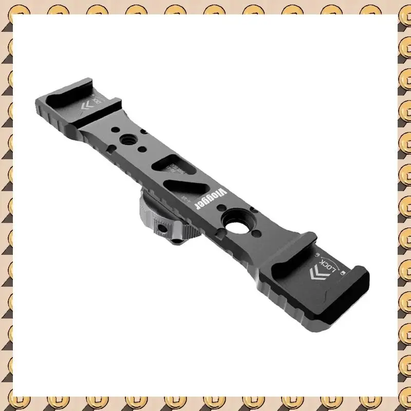 

1 PCS Dual Hot Shoe Mount Extension Bracket Plate Adapter Black 1/4 Tripod Cold Shoe DSLR Camera Vlog Light Holder Monitor Stand