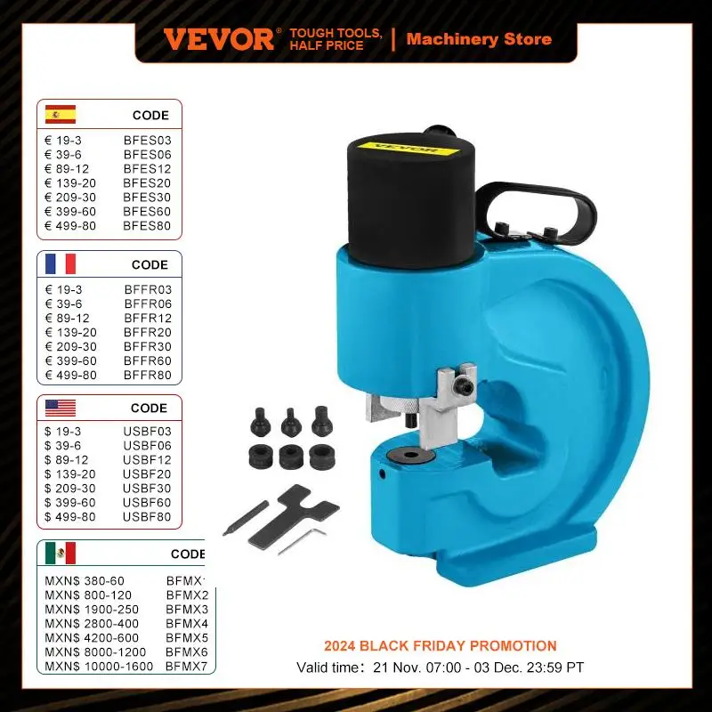 

VEVOR CH-70 Hydraulic Split Hole Puncher 35T Hole Digger Force Punching Tool Kit For Iron Plate Copper Aluminum Stainless Steel