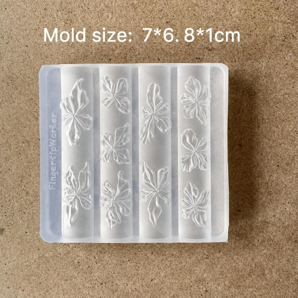 Transparent 3D Flower Nail Silicone Mold DIY Ice Flower Nail Art Carving Template Clear Modeling 3D Relief Nail Mold
