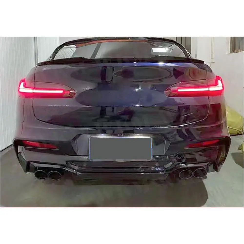 ABS Gloss Black Rear Bumper Diffuser With Stain Steel Exhaust Tips For BMW X4 G02 M Sport 2019-2022+ Rear Lip Diffuser Body Kit