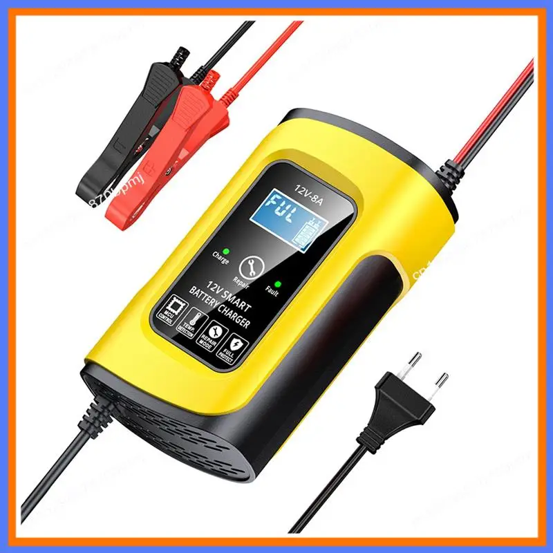 BAAE 12V 8A Smart Auto Pulse Repair Charger For AGM Gel Car Motorcycle Truck Lead Acid Battery Charger Digital LCD Display