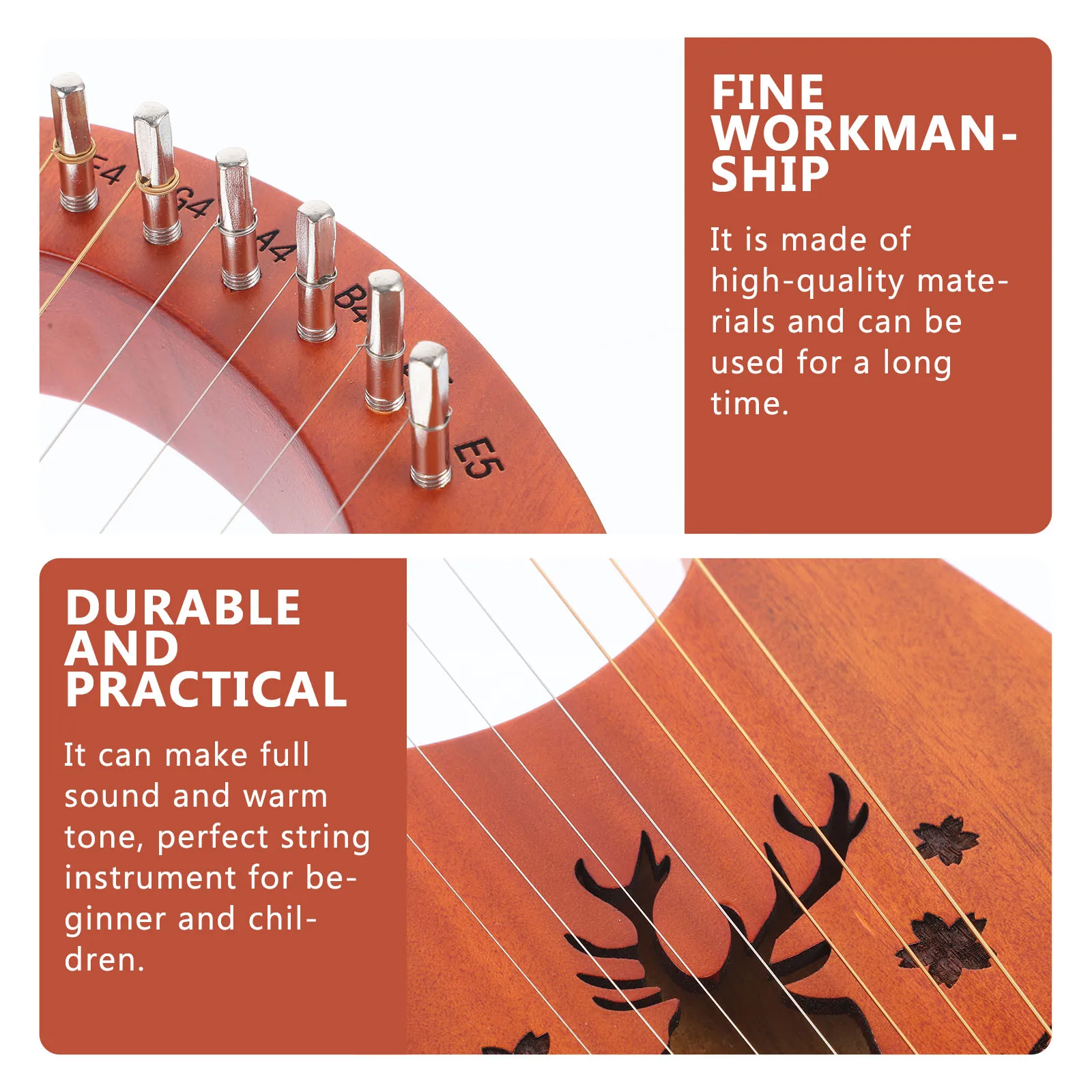 

1Set Lyre Harp 7-String Wooden Small Portable Musical String Instrument Perfect for Beginners Relaxation 7 String Harp