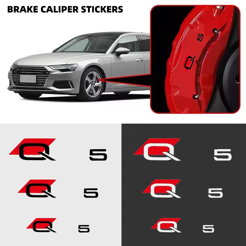 Car Wheel Caliper Cover Decals Waterproof Vinyl Sticker for Audi Q5 TFSI quattro Hybrid 2018 2017 2016 2015 Body Sticker Styling
