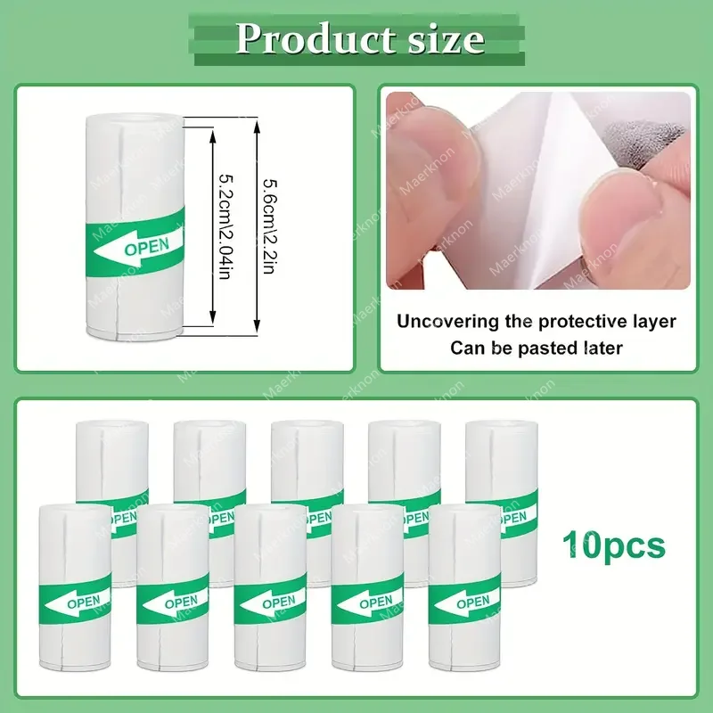 10 Roll Mini Printer Paper Self-adhesive Paper White Thermal Paper Printer Label Sticker For Wireless Photo lnkless Printer 57mm