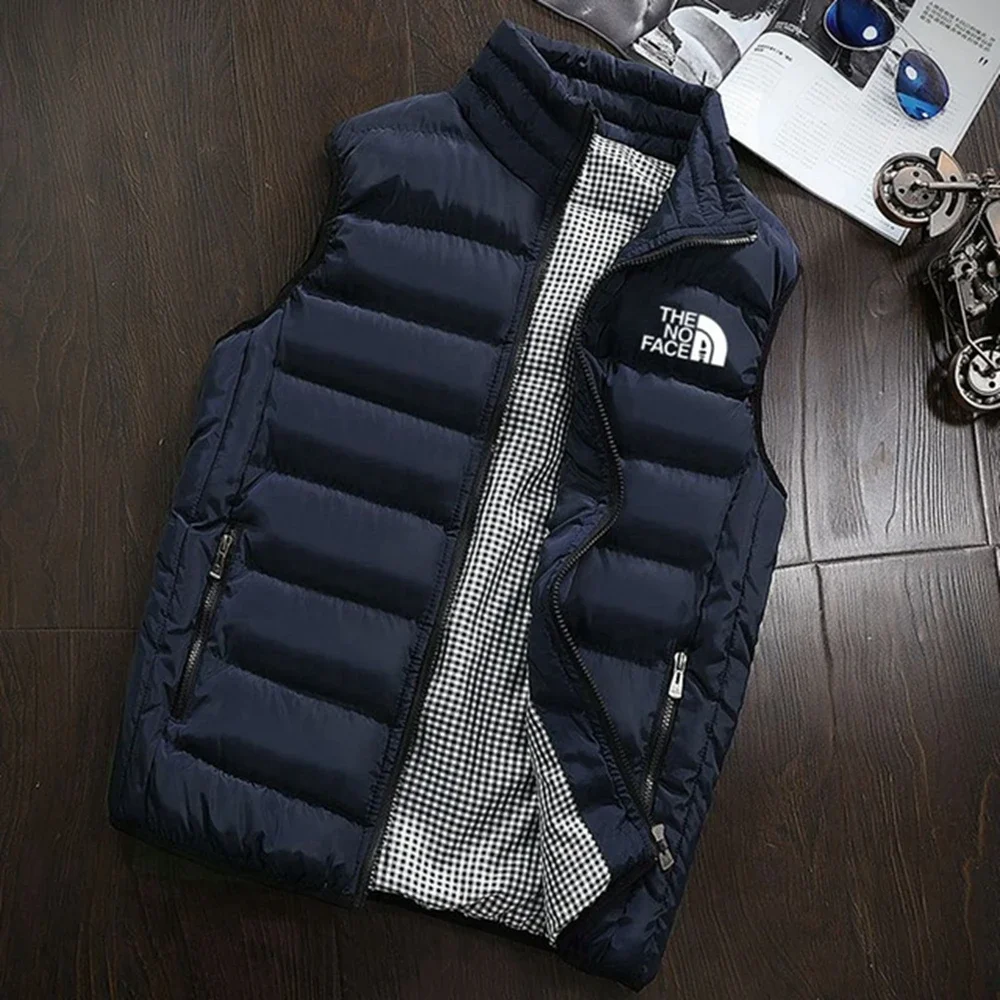 Mouwloos herfst- en winterjack met ritssluiting, warme vestjas, modieuze en veelzijdige golfkleding voor heren