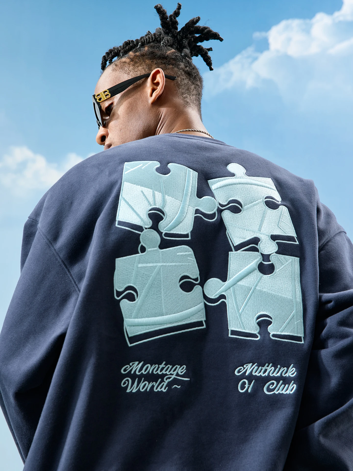 

Толстовка Nuthink American Sle Heavyweight Embroidered Puzzle Round Ne, модный бренд, свободный крой, новинка весны 2026