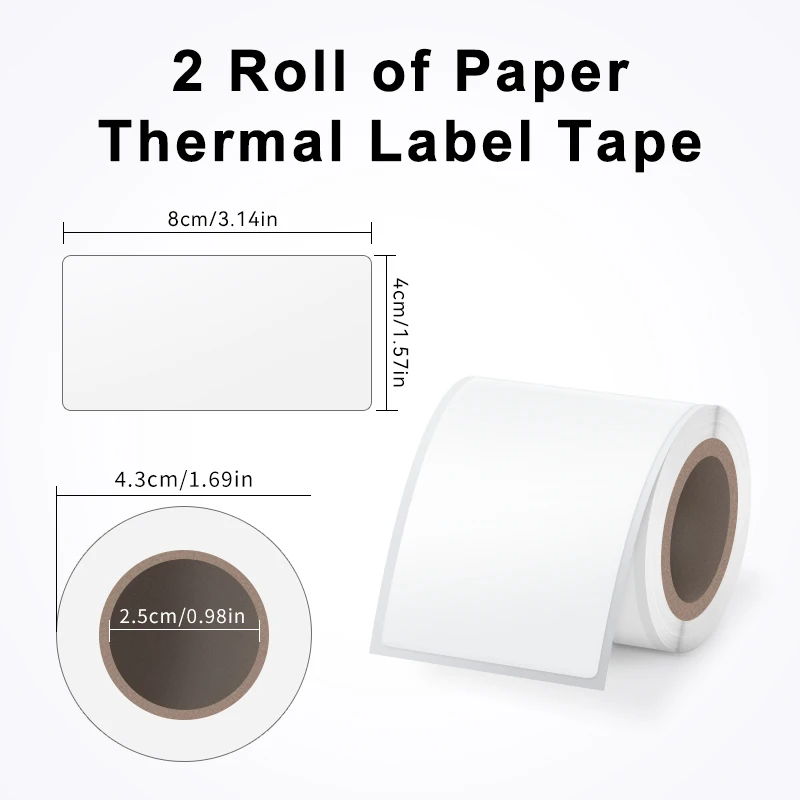 SINMARK 40X80mm White Thermal Label Blank Sticker Self-Adhesive Quick-Apply for Business & Inventory