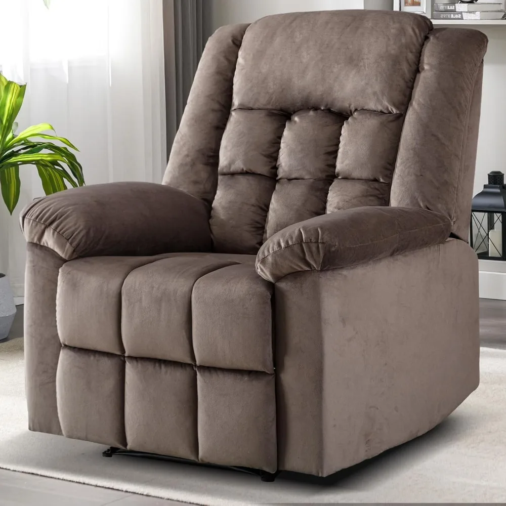 

Manual Recliner Chair, Classic Overstuffed Recliner with Padded Soft Armrest and Headrest, Living Room Bedroom Furniture,