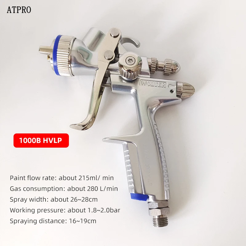 WOLTER Spray Gun 1000-111 Car painting tools Spray Paint Pneumatic High Atomization Upper ot Sheet Metal Silver 1.3Nozzle