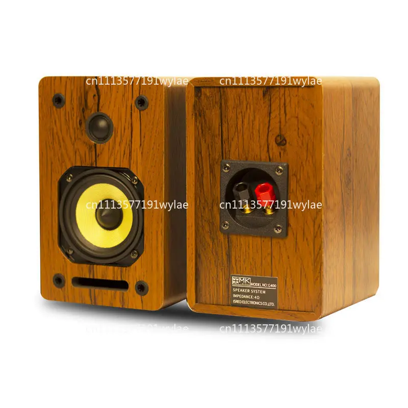

Retro passive 3-inch two-way frequency yellow glass fiber basin bullet head bookshelf, speaker to box front surround
