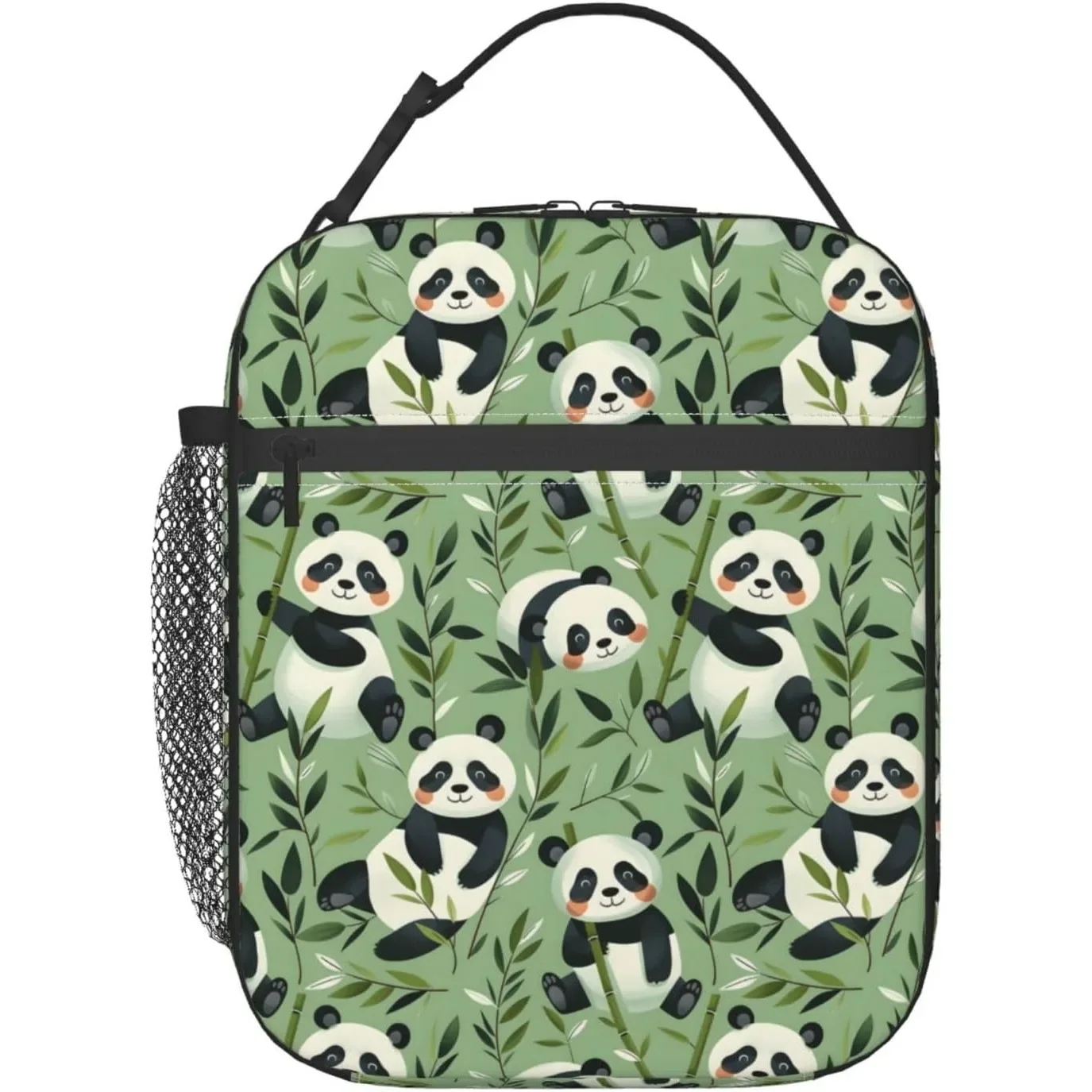 Lovely Panda Lunch Box For Women Adults , Insulated Cooler Polyester Joyful Pandas Lunch Bag