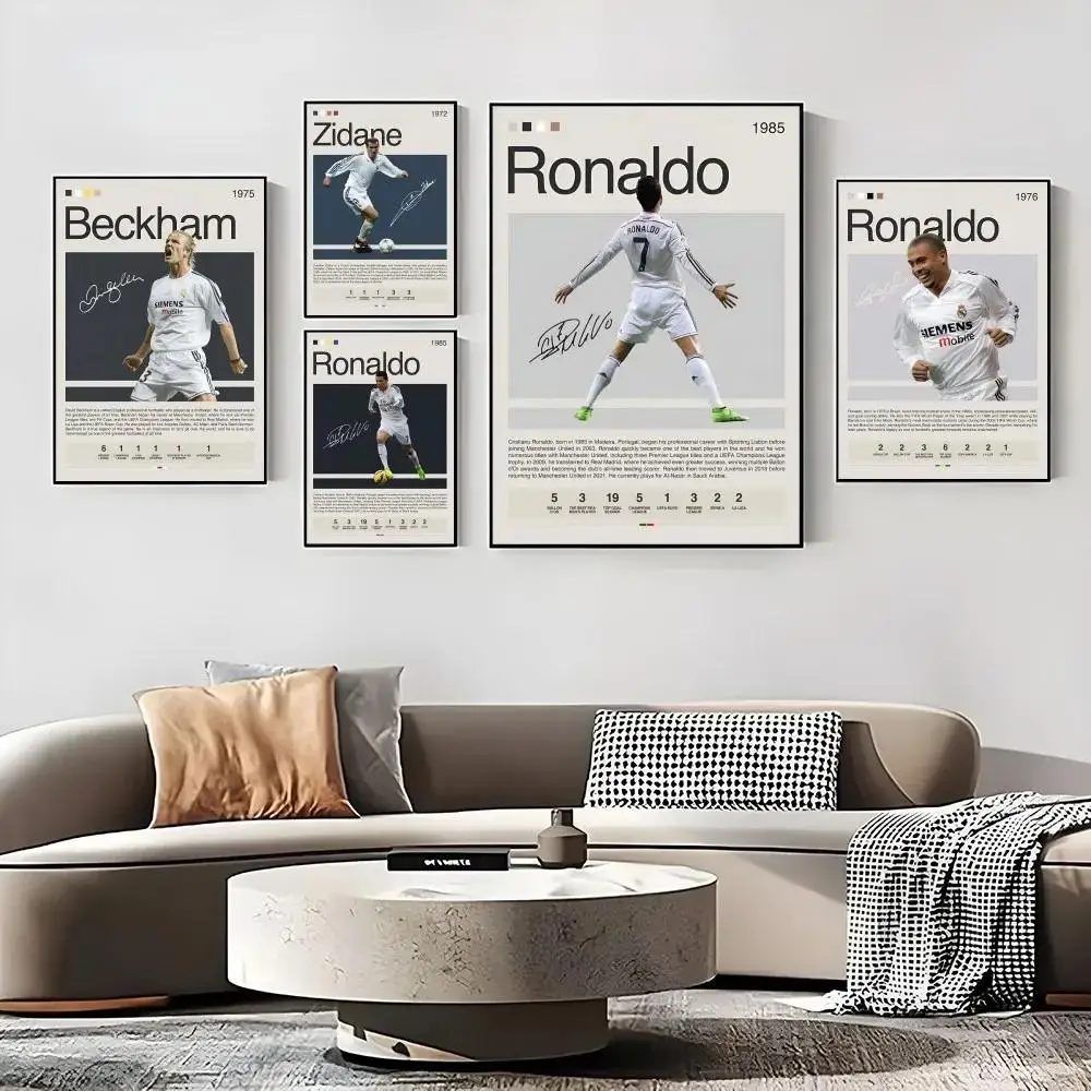 Joueur de Football MMadridS RRONALDOS BBECKHAM, véritable affiche imprimée nordique moderne, décoration de salon, maison, cadeau, Art mural