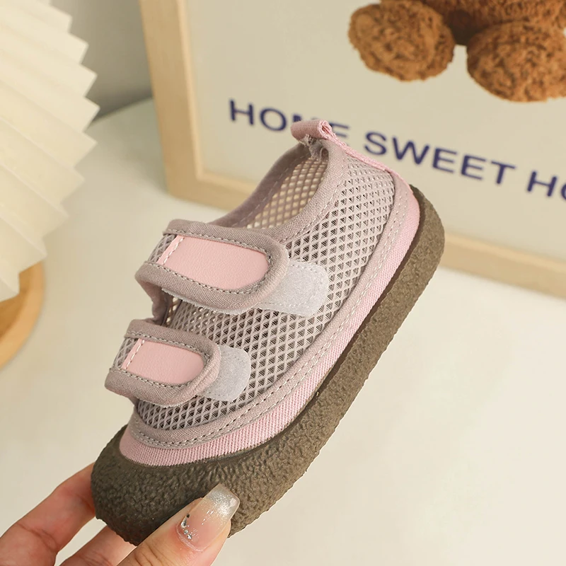 Baby Shoes Anti-slip Breathable Infant Crib Floor Socks with Rubber Sole for Children Girls Boys Mesh Shoes Soft Bottom Slippers