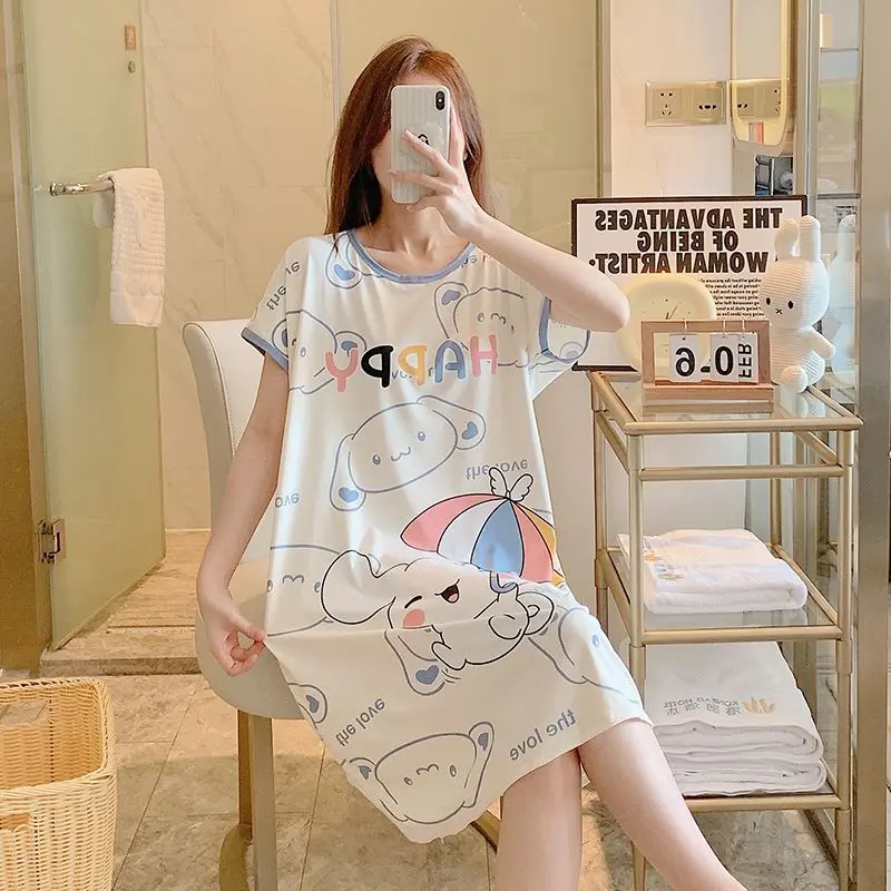 

Cinnamoroll Night Dress Cutecartoon Originality Over The Knee Skirt Summer Fashion Delicate Personality Thin Style Night Dress