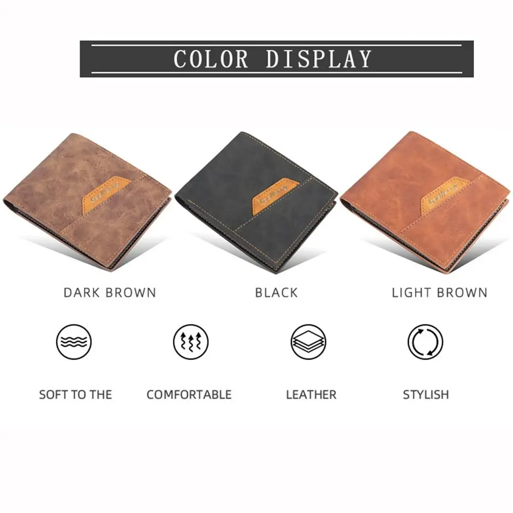 Portable Multi-position 2 Fold Purse Retro Leisure Men's Short Wallet Ultralight Wear-resistant Male Leather Purse Male