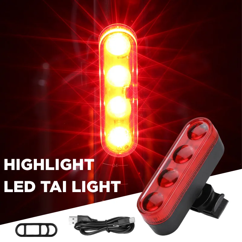 

LED Bicycle Taillight Ultra-Bright MTB Road Bike Rear Light Rechargeable Waterproof Portable Night Cycling Safety Warning Lamp