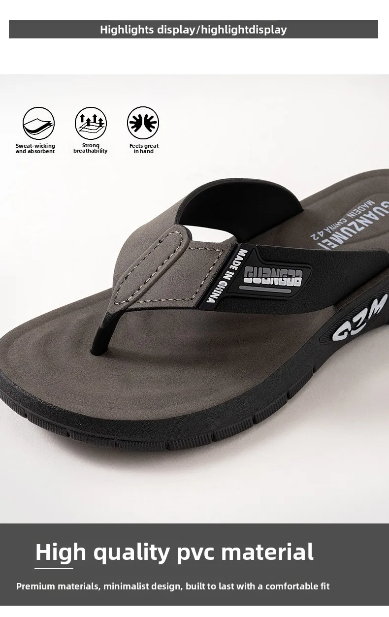 Herren-Leder-Flip-Flops, Sommer-Neuheit, rutschfest, dicke, weiche Sohle, verschleißfest, lässige Sandalen für Zuhause, draußen, Strand – Detail 9