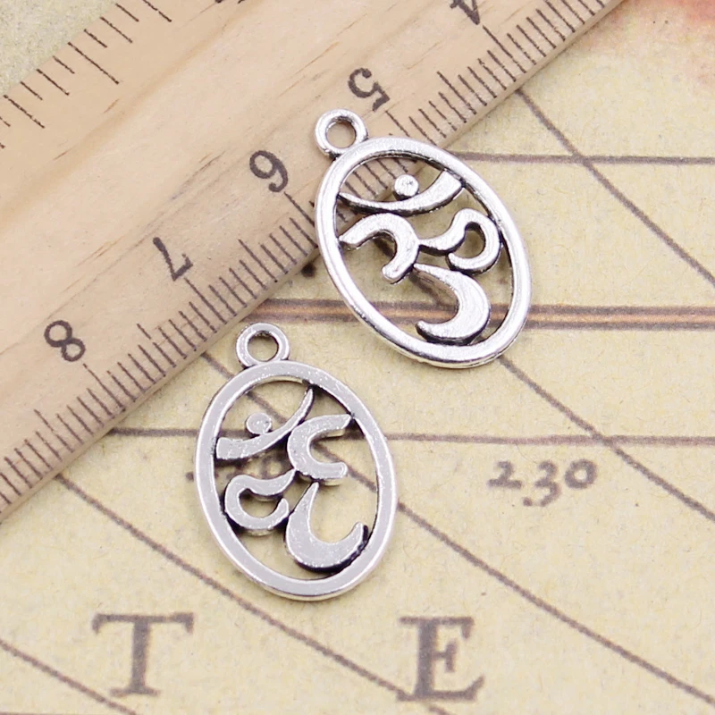 20pcs Charms Yoga Om 22x14mm Tibetan Silver Color Pendants Antique Jewelry Making DIY Handmade Craft