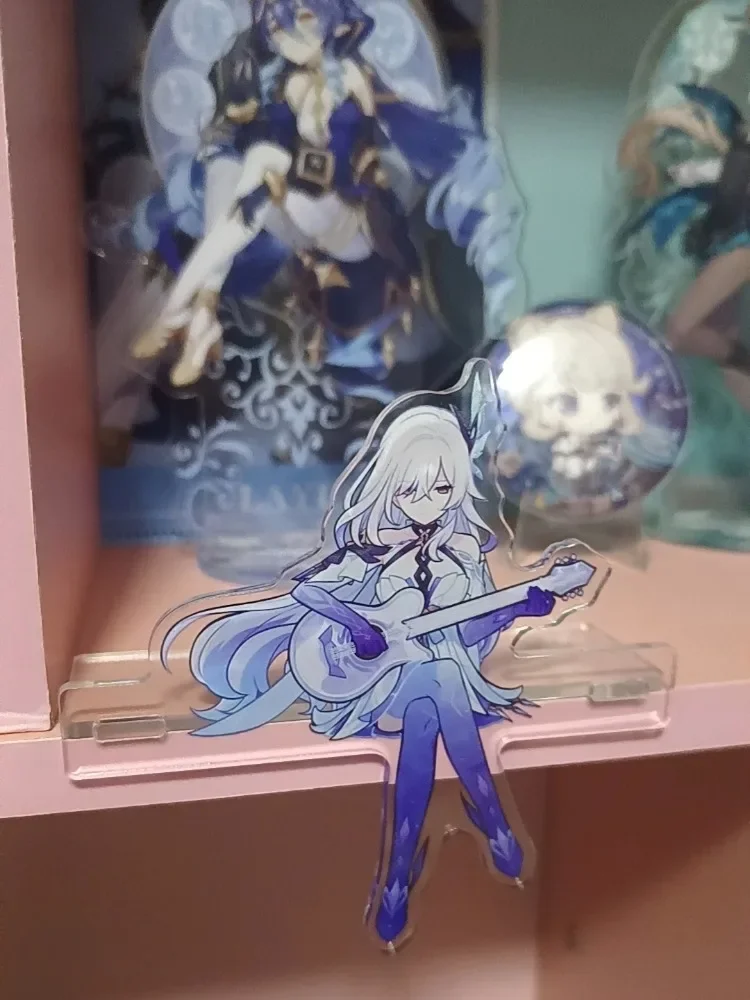 Genshin Impact Skirk Playing the guitar while sitting Acrylic Figure Stand Model Plate DIY Desk Decor Sign Originality Ornament