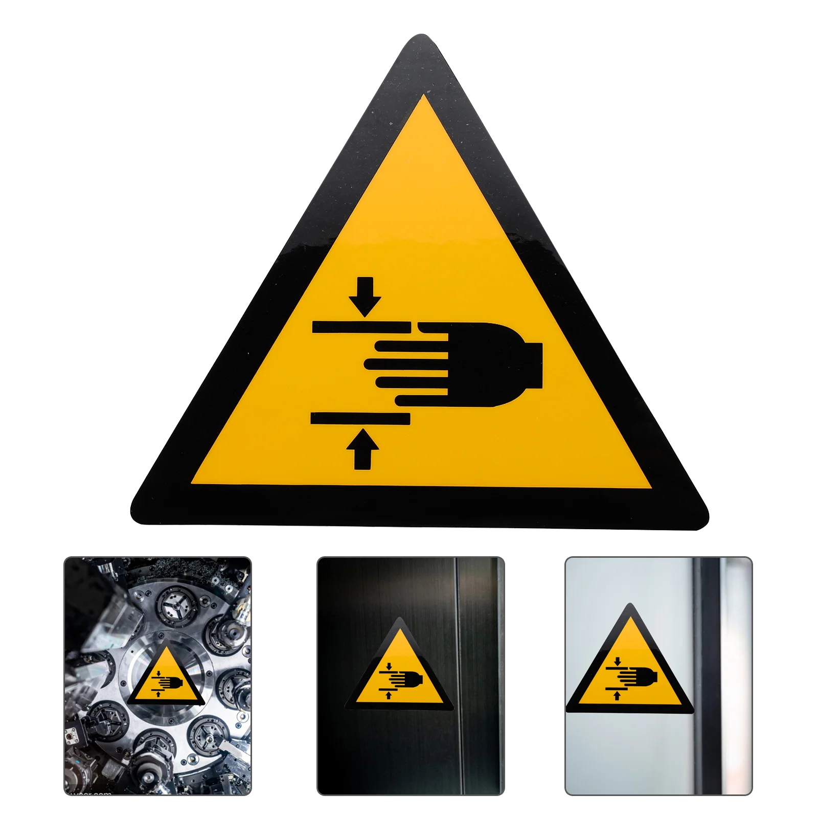 Watch Out for The Pinch Sign Hand Crushing Caution Label Warning Stickers Equipment Safety Decals Pp Synthetic Paper