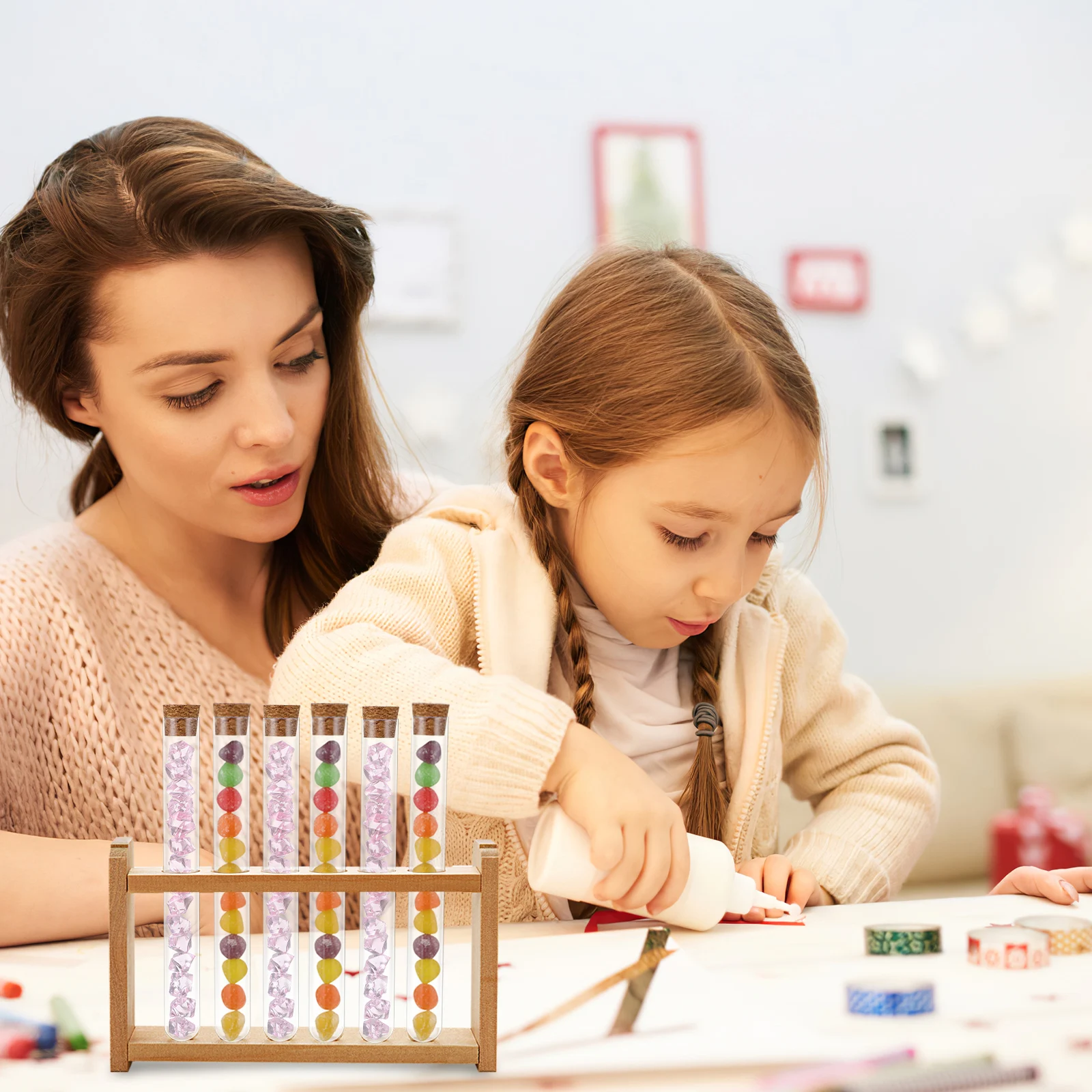 30Pcs Plastic Test Tube Set Clear Transparent Tubes with Cork Stoppers for DIY Storage Decorations Includes Labels