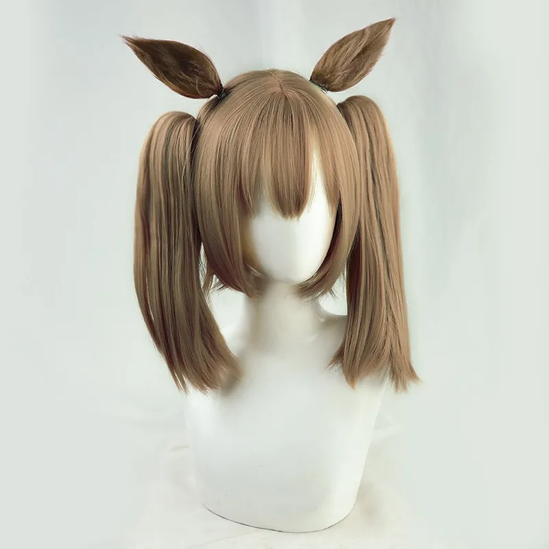 Wig Cosplay Uma Musume Pretty Derby Symboli Rudolf dengan Klip Jepret Ganda