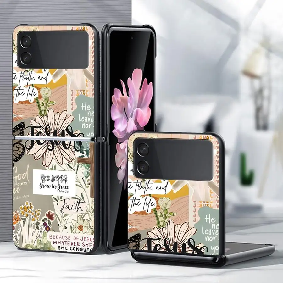 Case for Samsung Galaxy Z Flip 8 Flip3 Z Flip 7 6 5 4 3 Flip4 Flip7 FE Flip6 Flip5 Phone Shell Funda Jesus Loves You And Bless