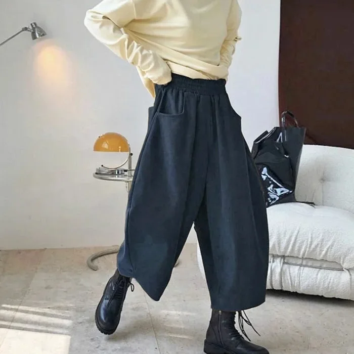 In-Stock Women's Wide-Leg Harem Pants 2022 New Spring/Autumn Japanese Vintage Loose-Fit Dad Pants Bloomers