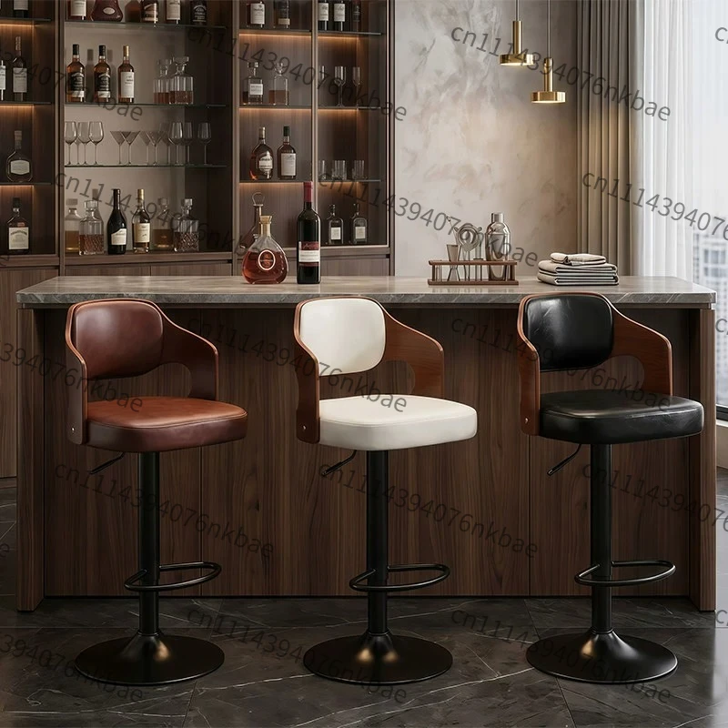 Solid wood bar chair Lifting bar chair Nordic high bar stool Household European backrest Front desk chair Modern and simple