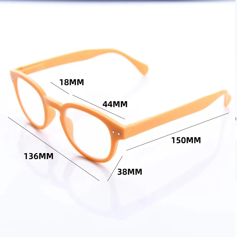 Trendige und modische Presbyopie-Brille mit Federscharnierbeinen, rundem Rahmen und HD-Gläsern, Dioptrien 0 bis +4,0 – Detail 5