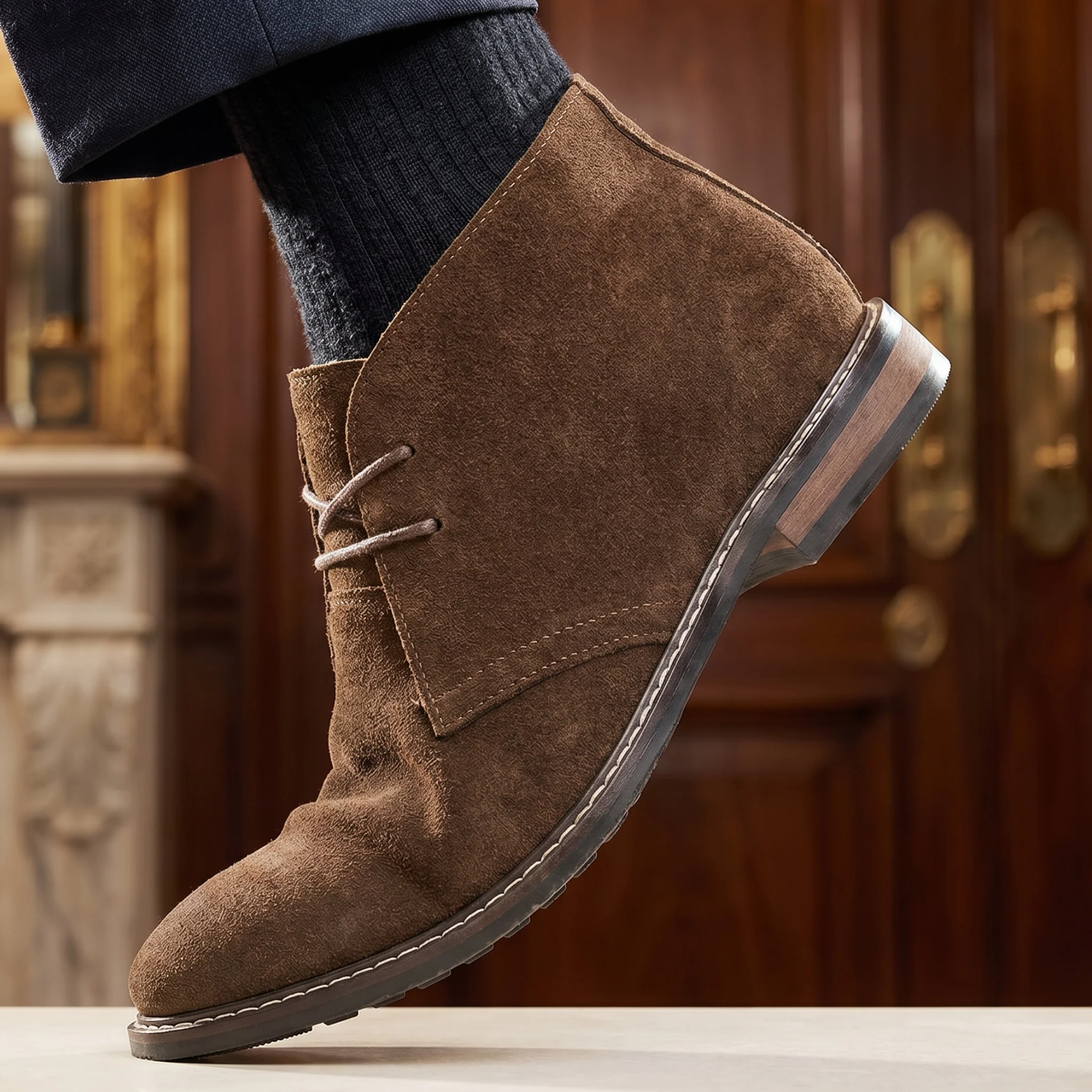 

Natural Cow Suede leather Men Chukka Boots Genuine Leather Desert boots Fashion Comfortable Brand Ankle Leather Boots #KD583